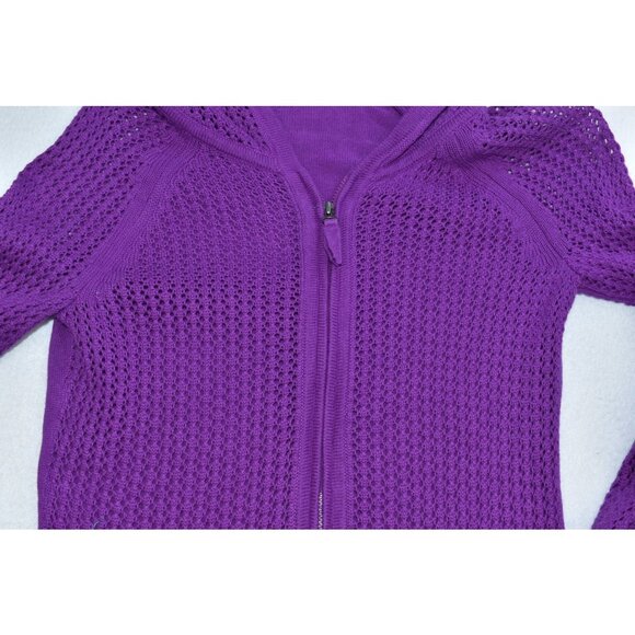 Athleta Sunscape Sweater Womens Sz S Purple Hoodie Zipper Long Sleeve Open Knit - Picture 4 of 12